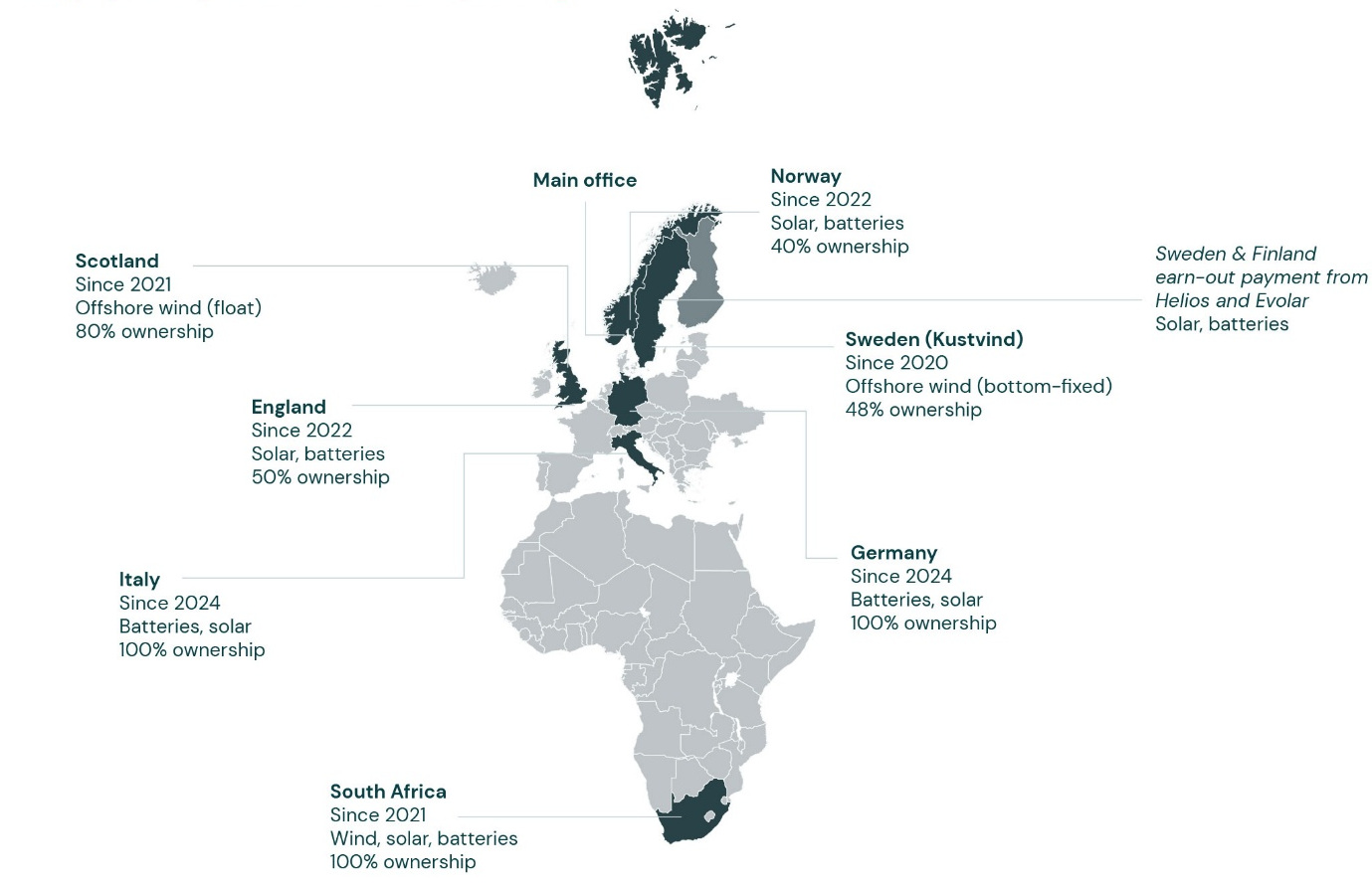 A map of the world with countries/regions