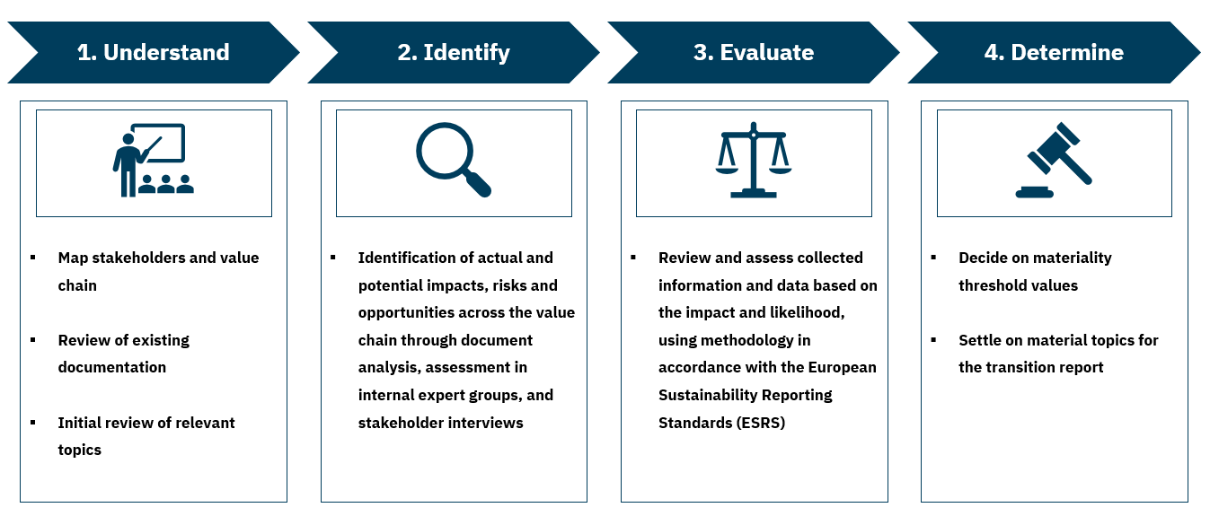 Figure: The process for identifying and assessing double materiality