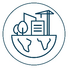 The earth with a city and trees and a crane
