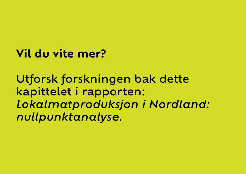 Bilde lenke: Utforsk forskningen bak dette kapittelet i rapporten: Lokalmatproduksjon i Nordland: nullpunkanalyse.