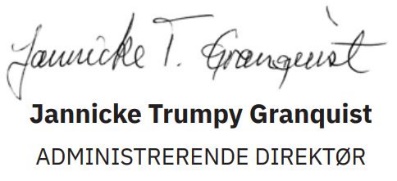 Signatur av administrerende direktør i KBN, Jannicke Trumpy Granquist