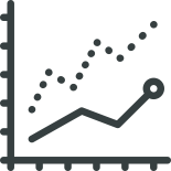 A graph with dotted lines and a line  AI-generated content may be incorrect.