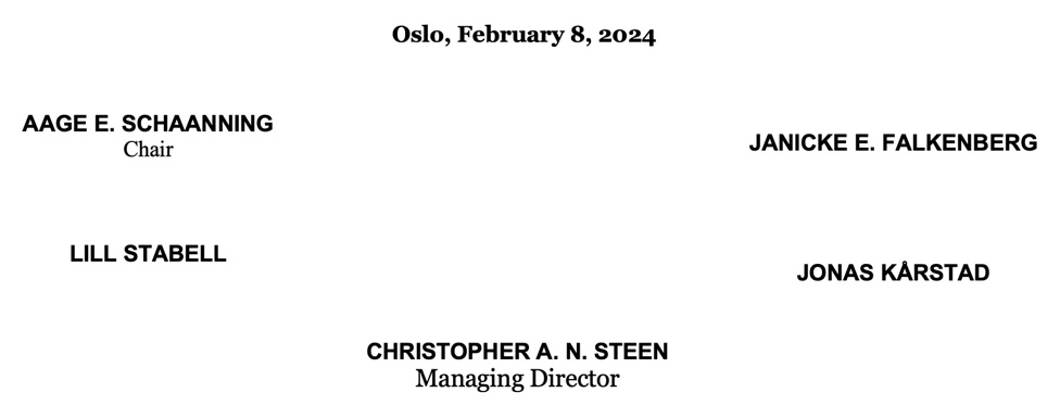 The Board of Directors signatures