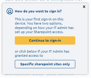 A screenshot of a sign in